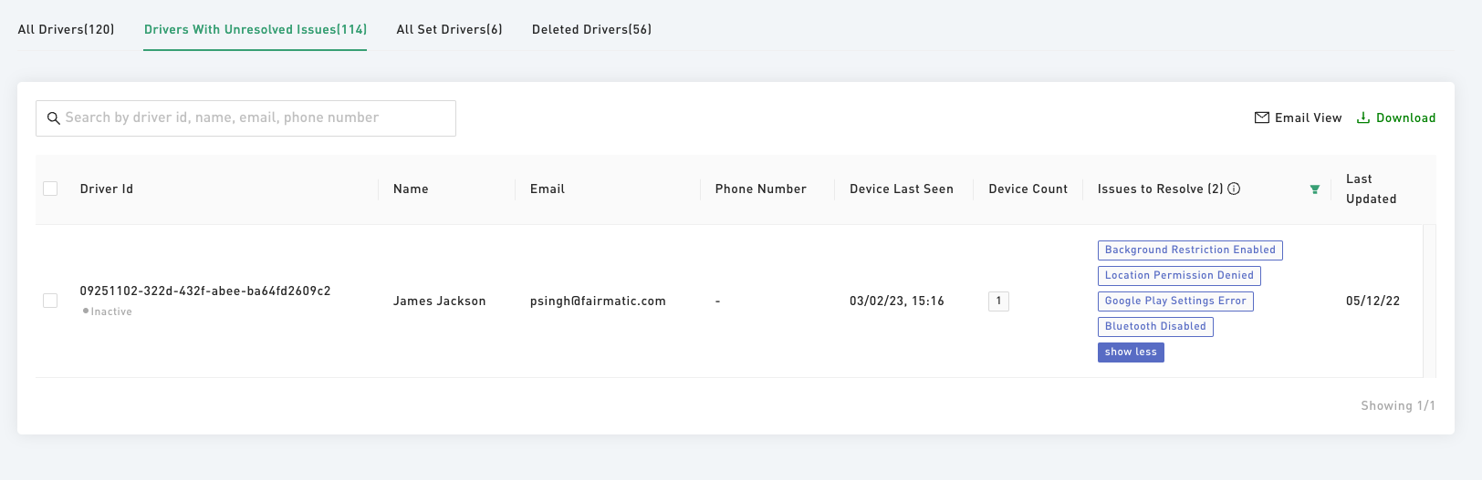 Leeo App Status page on the dashboard